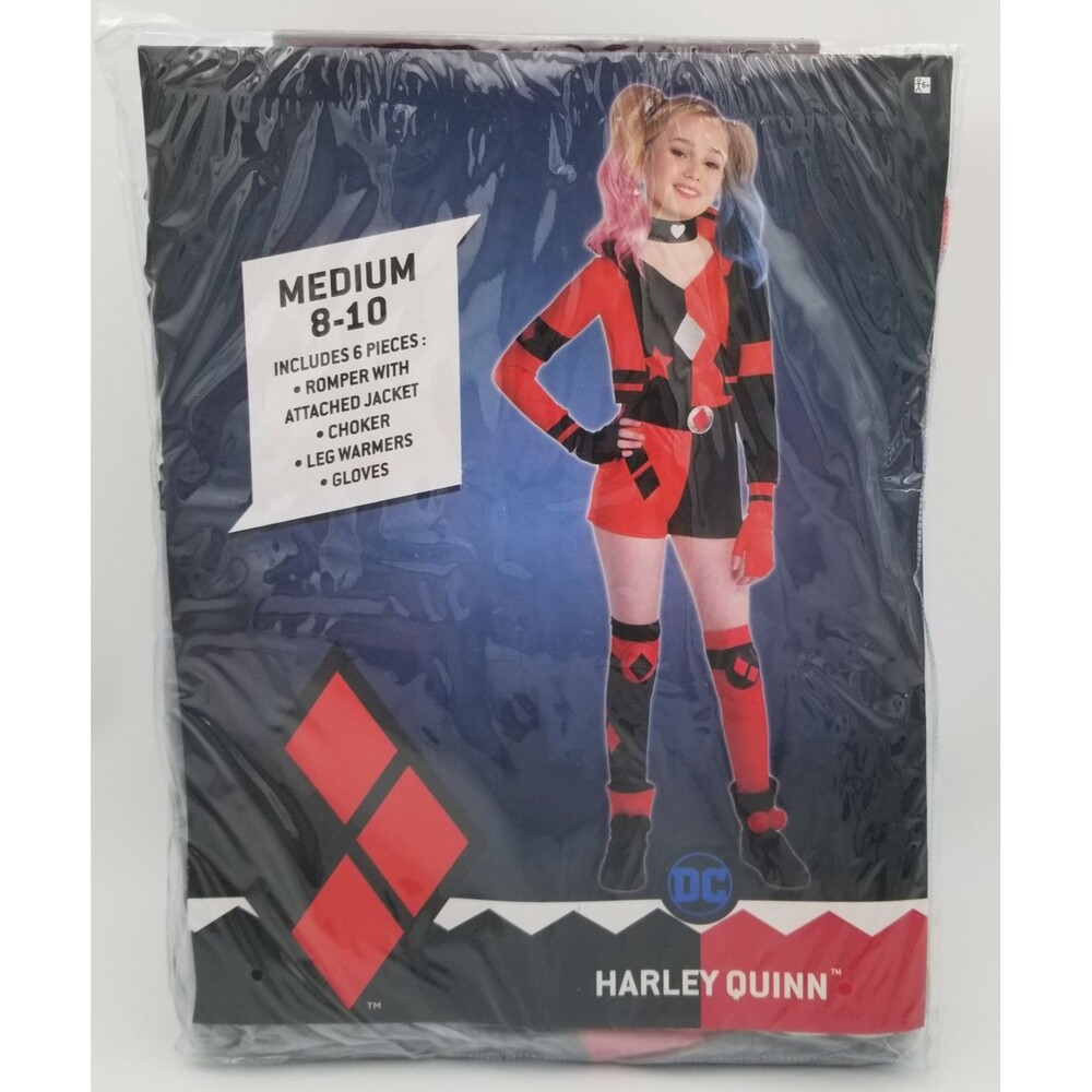 DC Harley Quinn Halloween Costume Youth Girls Medium 8-10 Batman Joker Brand New